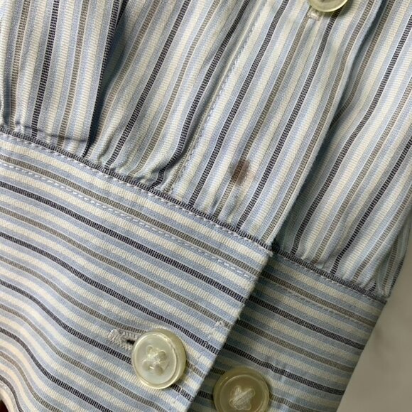 John Varvatos Men's Blue White Striped Long Sleeve Button Down Shirt Size 16 1/2 - Picture 5 of 16